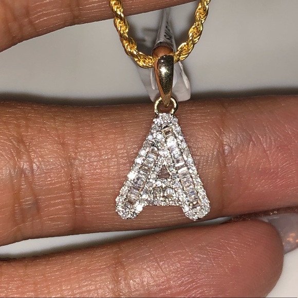10k solid gold SI Certified Diamond A Initial pendant NOT plated, free appraisal - Picture 3 of 11